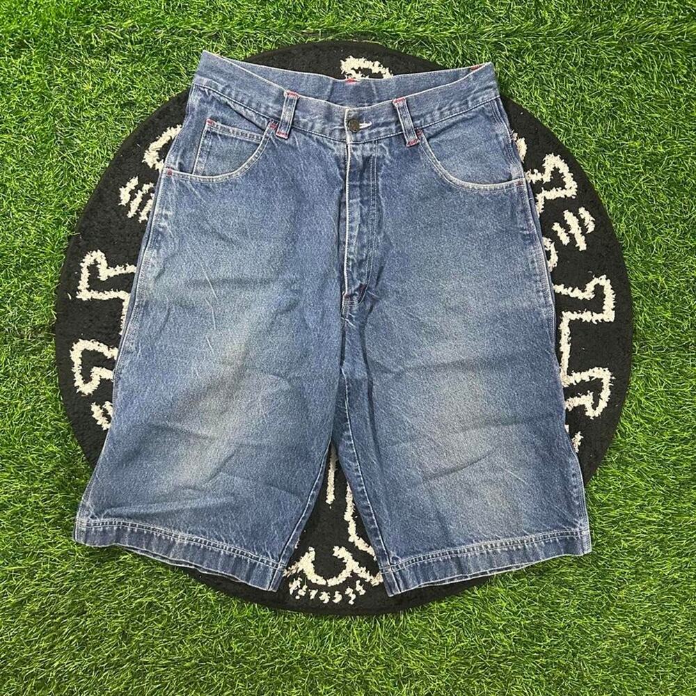 Vintage 2000s Fubu brand Y2K Embroidered Oversized Denim Shorts - Size 32